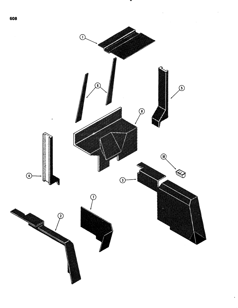 Схема запчастей Case IH 1070 - (0608) - CAB, ACOUSTICAL COVERS, USED TRACTOR SERIAL NUMBERS 8736722 TO 8797501 (09) - CHASSIS/ATTACHMENTS