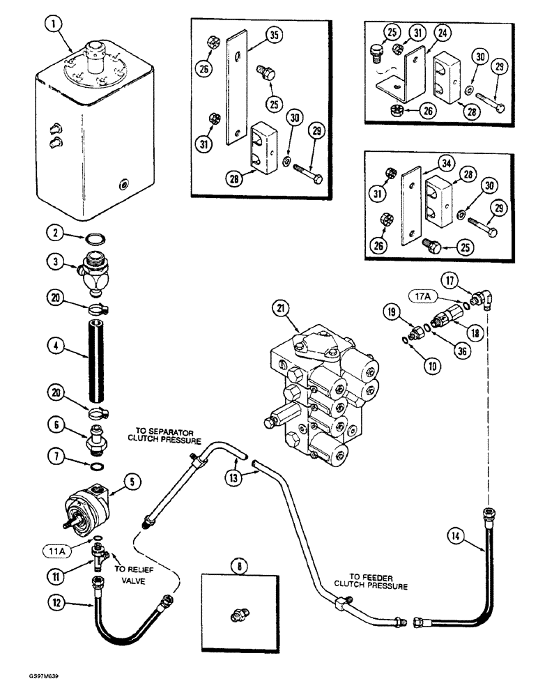 Схема запчастей Case IH 1660 - (8-030) - HEADER LIFT SUPPLY SYSTEM, PRIOR TO P.I.N. JJC0103800 (07) - HYDRAULICS