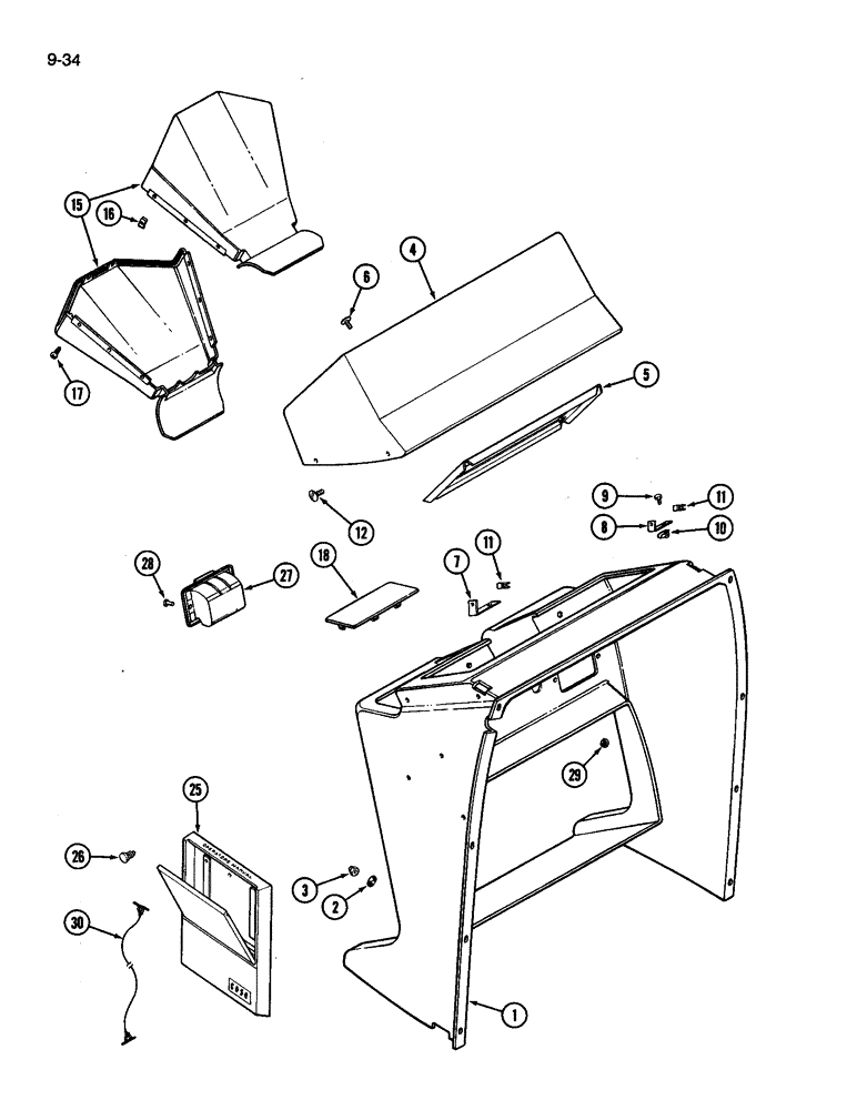 Схема запчастей Case IH 3394 - (9-034) - INSTRUMENT PANEL SHROUD (09) - CHASSIS/ATTACHMENTS