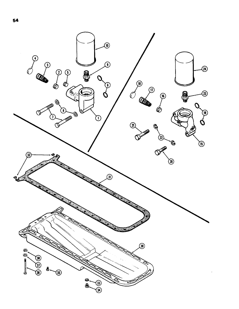 Схема запчастей Case IH 970 - (054) - OIL FILTER, (401B) DIESEL ENGINE (02) - ENGINE