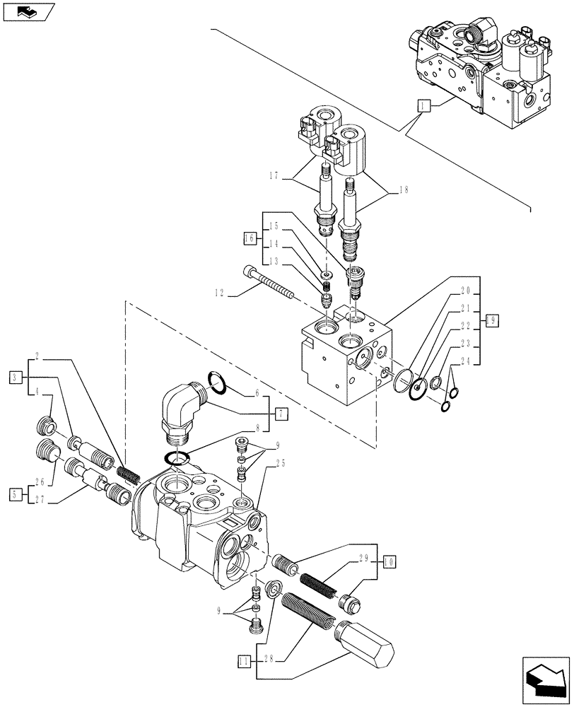 Схема запчастей Case IH PUMA 200 - (35.100.0201[02]) - FRONT AXLE WITH ACTIVE SUSPENSIONS - HYDRAULIC DIFFERENTIAL LOCK - BREAKDOWN - C7091 (VAR.728212-720463) (35) - HYDRAULIC SYSTEMS