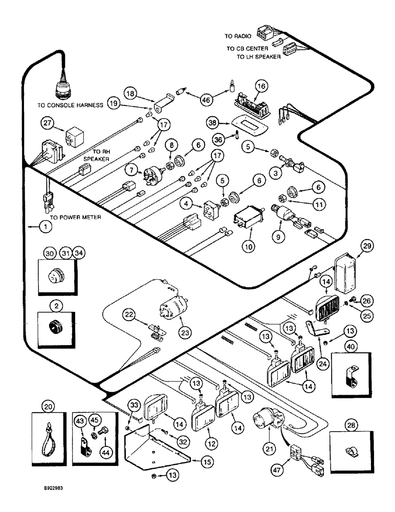 Схема запчастей Case IH 1666 - (4-12) - CAB ROOF HARNESS (06) - ELECTRICAL