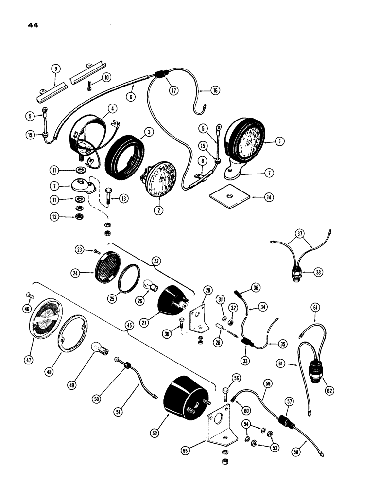 Схема запчастей Case IH 1200 - (044) - FRONT AUXILARY LIGHT (04) - ELECTRICAL SYSTEMS