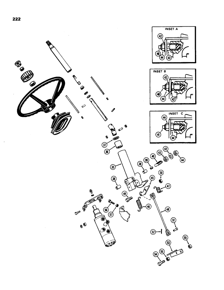 Схема запчастей Case IH 970 - (222) - ADJUSTABLE STEERING COLUMN, FIRST USED TRACTOR SERIAL NUMBER 8693001 (CONTD) (05) - STEERING