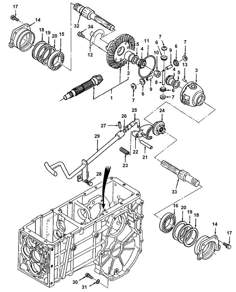 Схема запчастей Case IH DX21 - (05.02) - DIFFERENTIAL & LOCK LINKAGE W/HST (05) - REAR AXLE