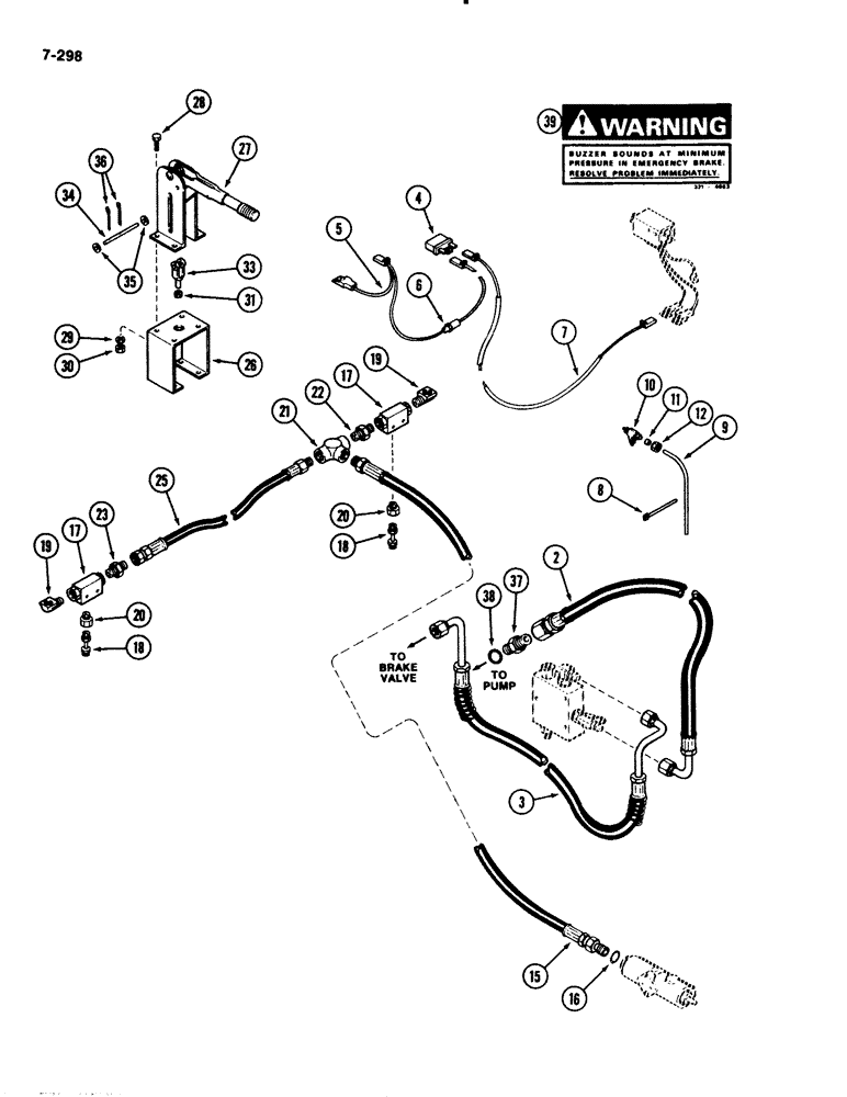 Схема запчастей Case IH 2294 - (7-298) - EMERGENCY HAND BRAKE, BRAKE AND LEVER SECTION, IF EQUIPPED (07) - BRAKES