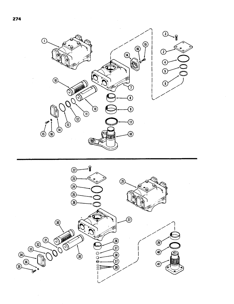 Схема запчастей Case IH 970 - (274) - A64505 STEERING ACTUATOR, WITH ADJUSTABLE FRONT AXLE, USED TRACTOR SERIAL NUMBER 8693001 TO 8726609 (05) - STEERING