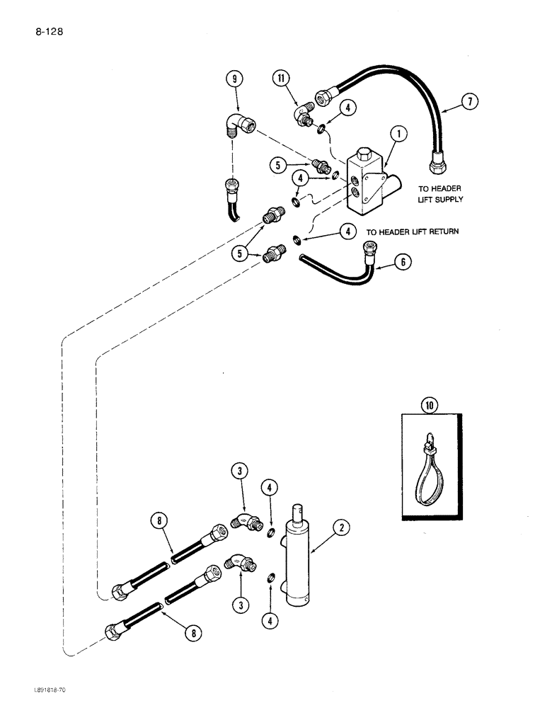 Схема запчастей Case IH 1680 - (8-128) - FEEDER CLUTCH SYSTEM, CONCEPTS CONTROL, PRIOR TO P.I.N. JJC0117060 (07) - HYDRAULICS