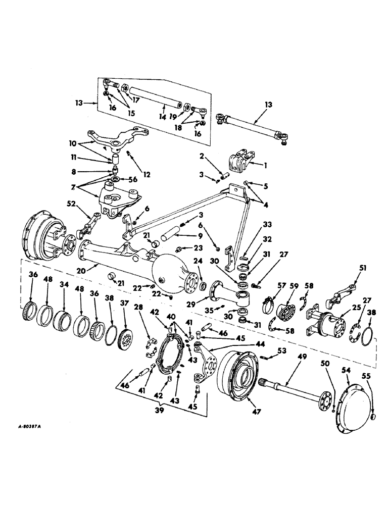 Схема запчастей Case IH 1256 - (B-17) - POWER TRAIN, FRONT AXLE AND CONNECTIONS, INTERNATIONAL TRACTORS WITH ALL WHEEL DRIVE (03) - POWER TRAIN