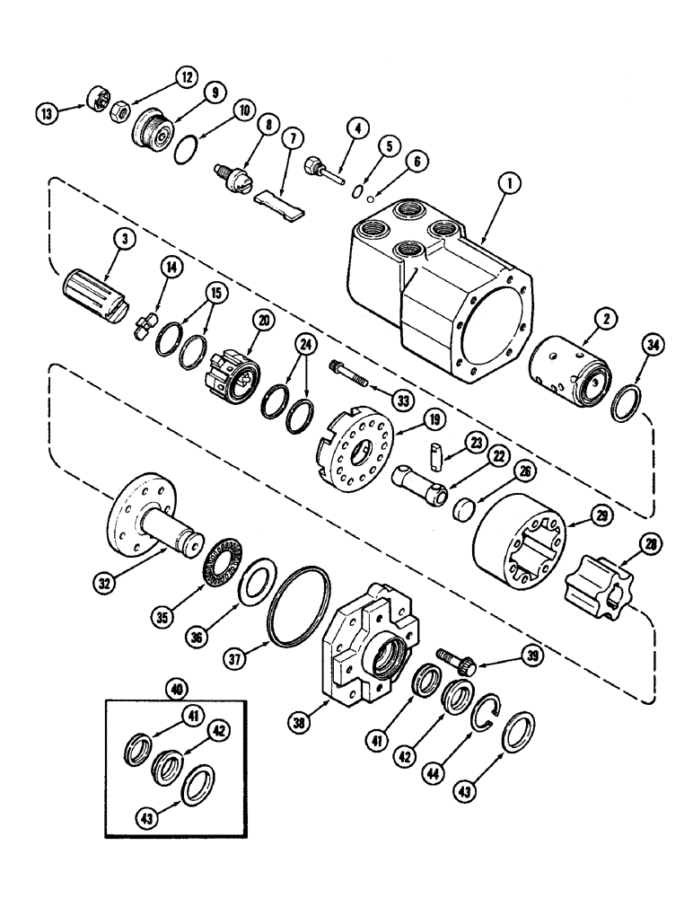 Схема запчастей Case IH 4890 - (5-148) - FRONT STEERING PUMP AND VALVE, PRIOR TO P.I.N. 8860450 (05) - STEERING