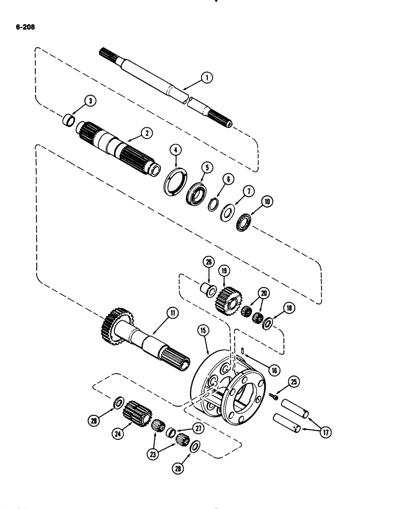 Схема запчастей Case IH 2294 - (6-208) - POWER SHIFT TRANSMISSION, CLUTCH PLANETARY, TRANSMISSION SERIAL NUMBER 16264554 AND AFTER (06) - POWER TRAIN