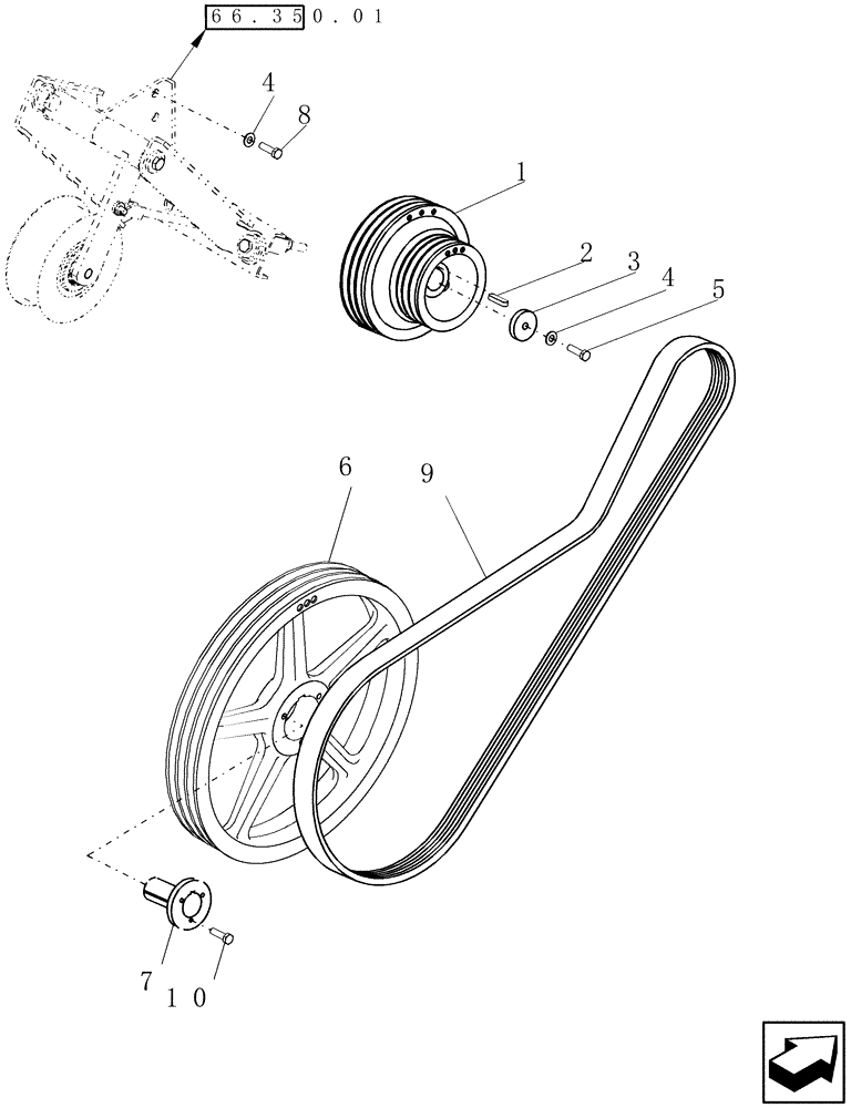 Схема запчастей Case IH 7230 - (66.350.03) - BEATER DRIVE (BELT) (66) - THRESHING