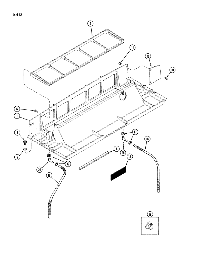 Схема запчастей Case IH 4994 - (9-412) - CAB, PLENUM, CAB SERIAL NUMBER 12112201 AND AFTER / AIR CONDITIONING EVAPORATION DRAIN (09) - CHASSIS/ATTACHMENTS