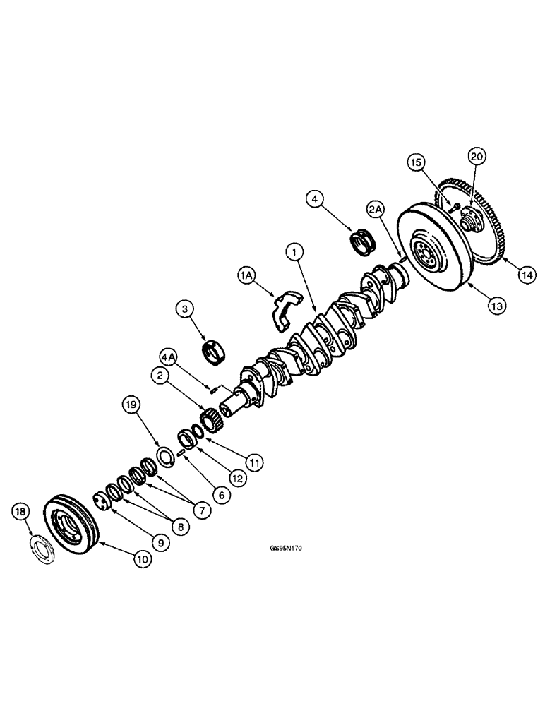 Схема запчастей Case IH D-358 - (6-010) - CRANKSHAFT, FLYWHEEL AND BEARINGS 