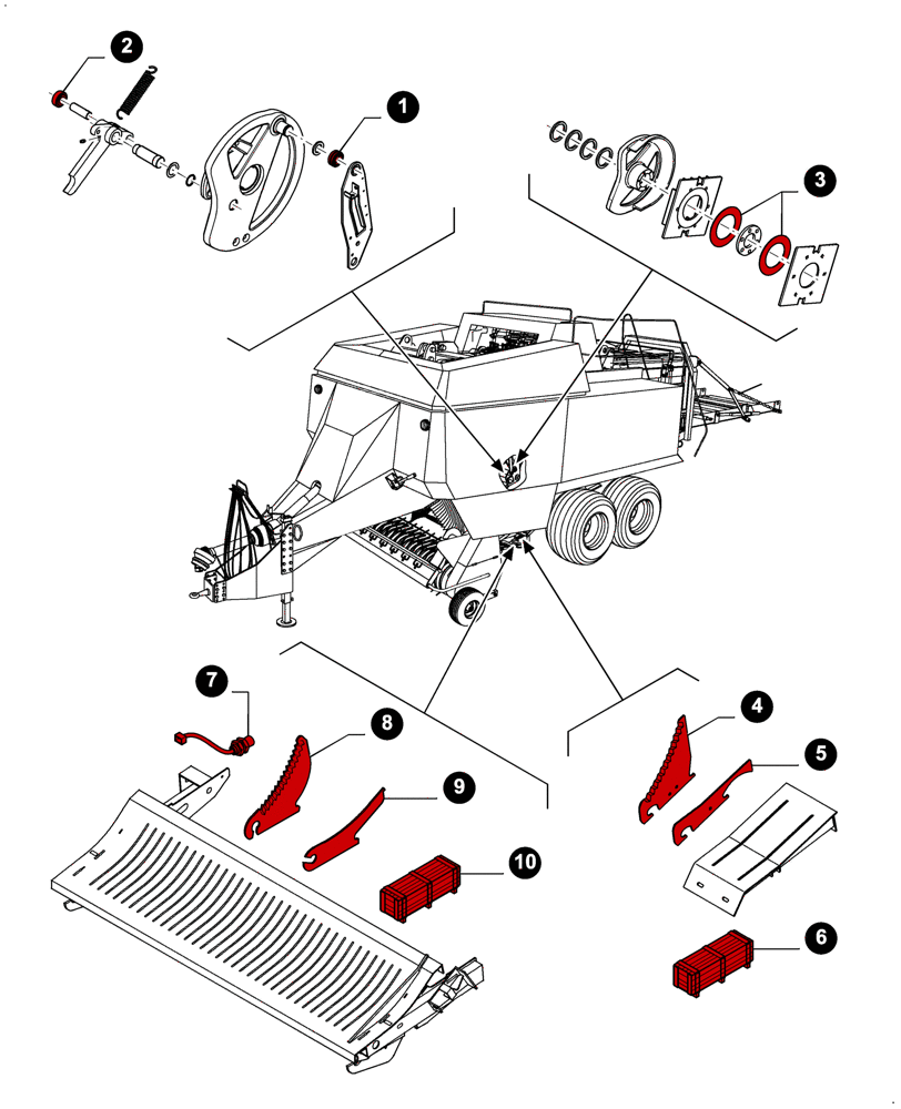 Схема запчастей Case IH LBX332P - (00.00LB004[01]) - MAINTENANCE PARTS, KNIVES, KNIFE DRAWER, SHUTTLE FEEDER AND TRANSMISSION (00) - GENERAL