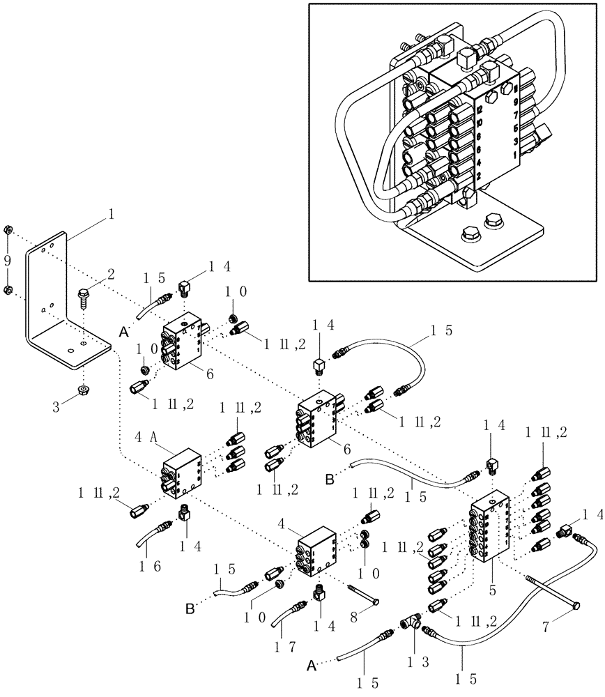 Схема запчастей Case IH CPX420 - (09A-45) - AUTOMATIC LUBRICATION SYSTEM VALVES - 5 ROW (13) - PICKING SYSTEM