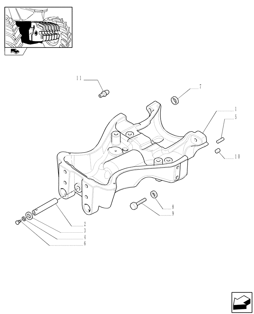 Схема запчастей Case IH FARMALL 95N - (1.21.1) - 4WD FRONT AXLE SUPPORT (03) - TRANSMISSION