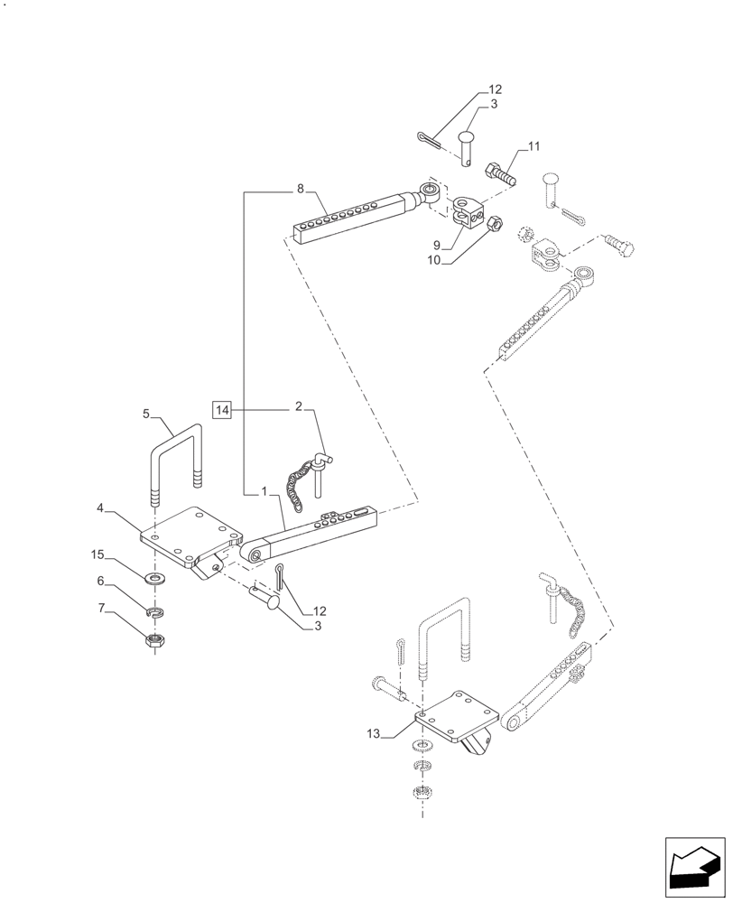 Схема запчастей Case IH FARMALL 140A - (37.120.AF[01]) - LOWER LINK - STABILIZER SECTION (37) - HITCHES, DRAWBARS & IMPLEMENT COUPLINGS