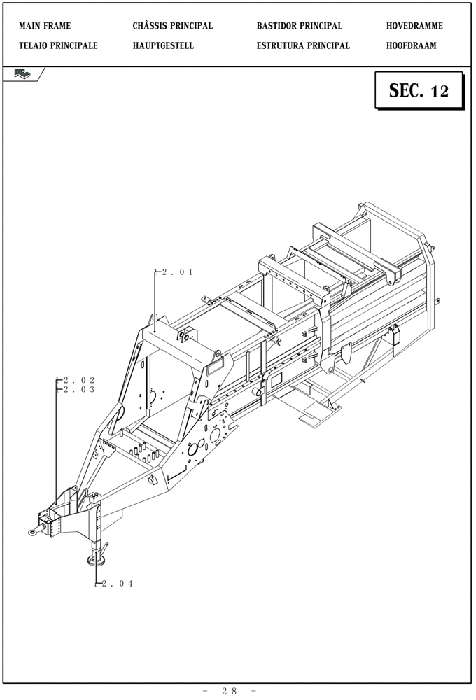 Схема запчастей Case IH LBX432R - (12.00[01]) - PICTORIAL OVERVIEW 1/1 - MAIN FRAME (12) - MAIN FRAME
