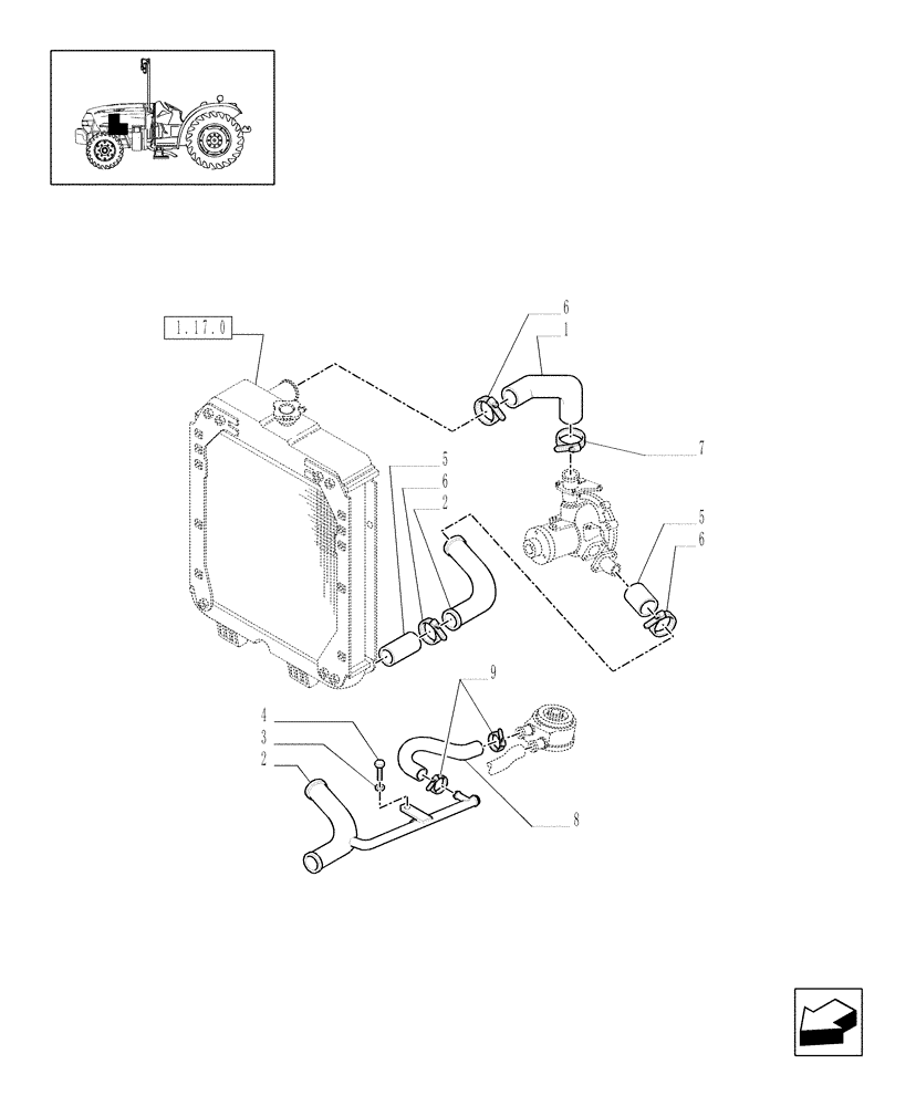 Схема запчастей Case IH JX1095N - (1.17.2) - RADIATOR HOSES - L/CAB (02) - ENGINE EQUIPMENT