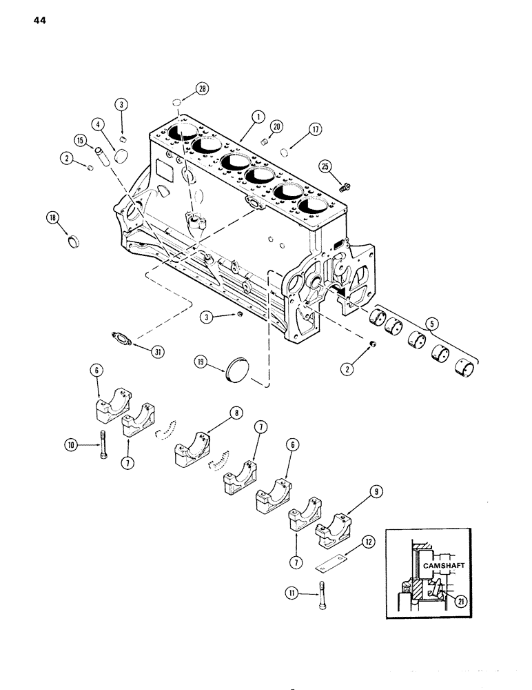 Схема запчастей Case IH 504BDT - (044) - CYLINDER BLOCK, ENGINE LESS FUEL DEVICE, 504BDT TURBOCHARGED ENGINES WITH OIL COOLED PISTIONS, C (02) - ENGINE