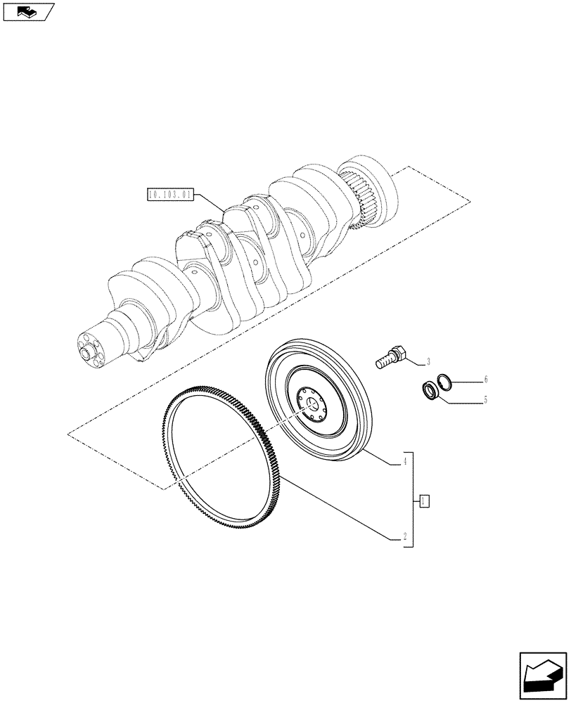 Схема запчастей Case IH F4HE9684D J105 - (10.103.02) - FLYWHEEL - ENGINE (504100952) (01) - ENGINE