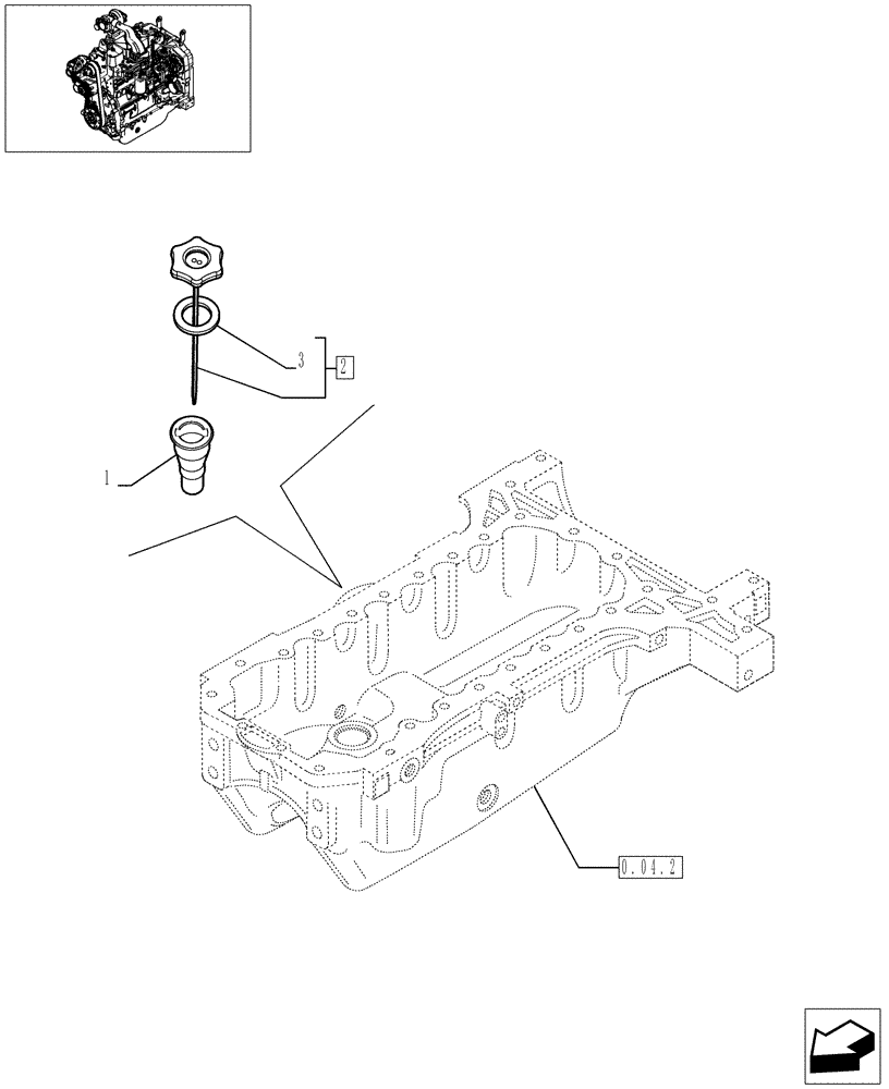 Схема запчастей Case IH JX1095C - (0.27.0) - ENGINE OIL DIPSTICK (01) - ENGINE