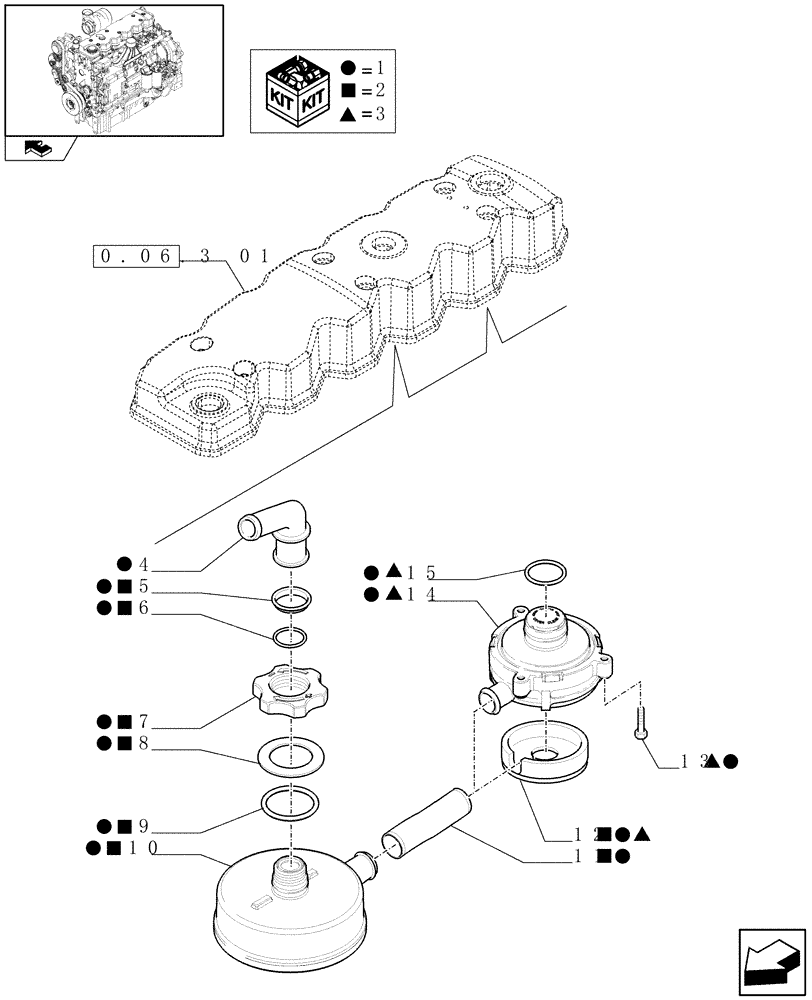 Схема запчастей Case IH PUMA 210 - (0.06.3[02]) - CYLINDER HEAD COVERS (01) - ENGINE