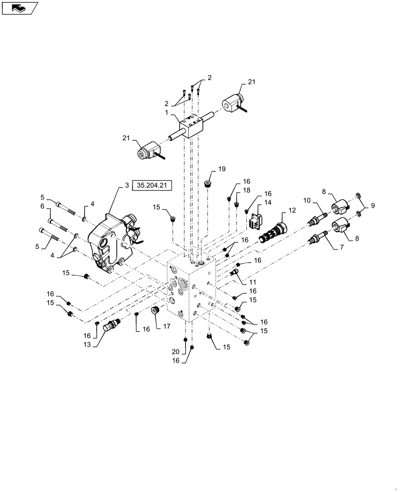 Схема запчастей Case IH 5130 - (35.204.20) - MANIFOLD,MAIN,BREAKDOWN (35) - HYDRAULIC SYSTEMS