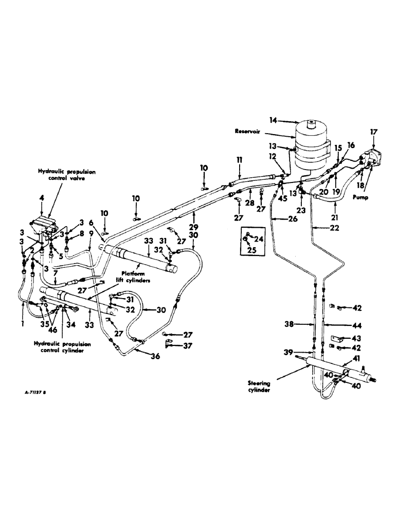 Схема запчастей Case IH 303 - (158) - PLATE LIFT AND PROPULSION CONTROL, HYDRAULIC DIAGRAM, POWER STEERING (35) - HYDRAULIC SYSTEMS