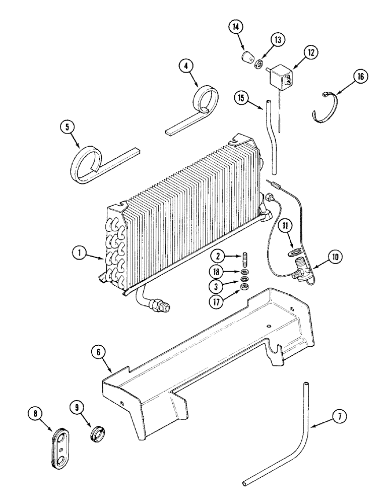 Схема запчастей Case IH 1394 - (9-496) - AIR CONDITIONER EVAPORATOR, TRACTORS WITH CAB (09) - CHASSIS/ATTACHMENTS