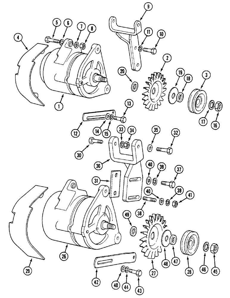 Схема запчастей Case IH 1594 - (4-76) - ALTERNATOR FITTINGS, ENGINES P.I.N. 11468481 AND AFTER (04) - ELECTRICAL SYSTEMS