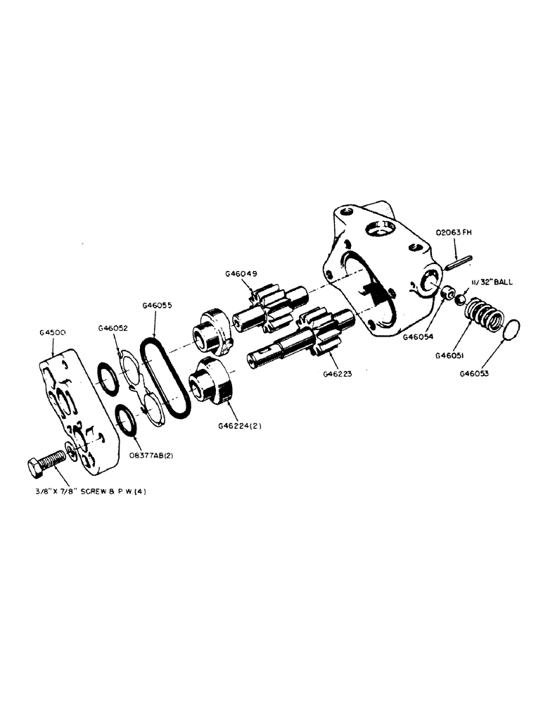 Схема запчастей Case IH 400B-SERIES - (167) - PARTS FOR G45100 HYDRAULIC PUMP (08) - HYDRAULICS