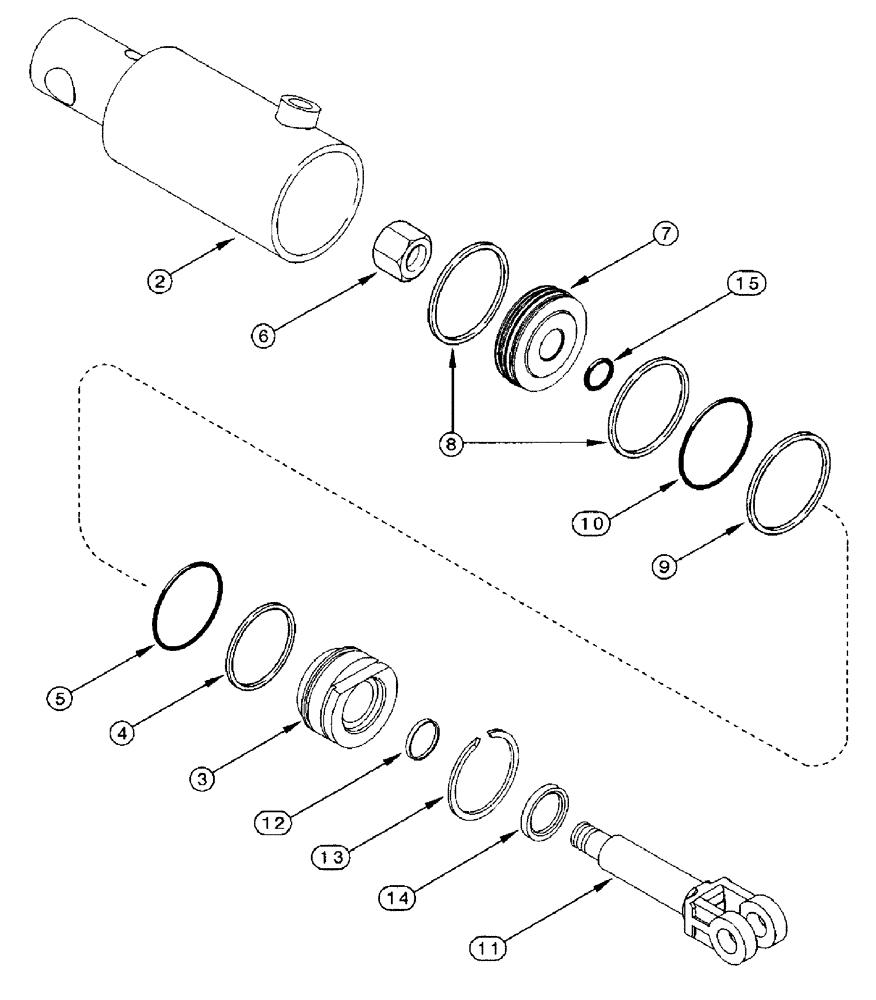 Схема запчастей Case IH 3950 - (8-07) - HYDRAULIC LEVELING HITCH CYLINDER (08) - HYDRAULICS