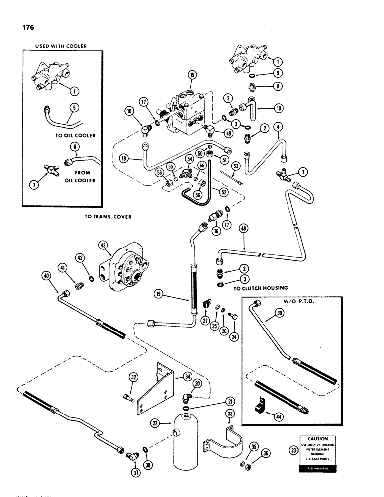 Схема запчастей Case IH 1070 - (0176) - STEERING AND BRAKE VALVE SYSTEM, POWER BRAKES WITH MECHANICAL SHIFT, USED PRIOR TO TRAC SN 8693001 (05) - STEERING