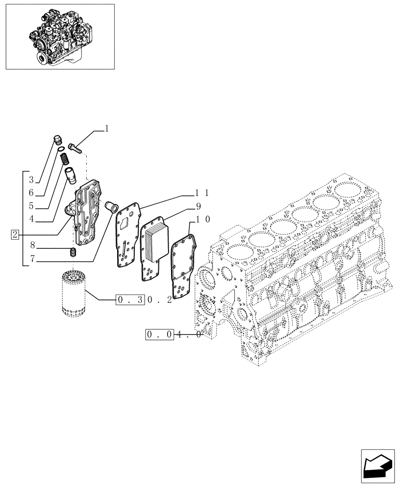 Схема запчастей Case IH PX140 - (0.31.5[01]) - HEAT EXCHANGER - ENGINE (4896805) (02) - ENGINE