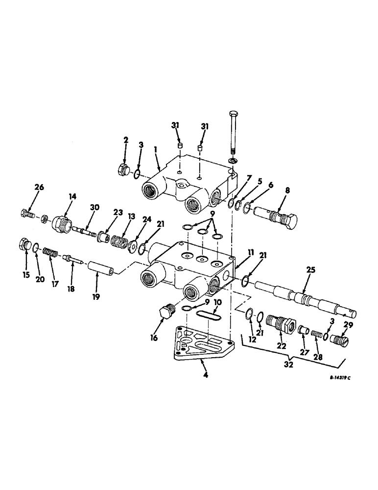 Схема запчастей Case IH 403 - (198) - PLATFORM HYDRAULIC LIFT VALVE, FOR HYDROSTATIC GROUND DRIVE (35) - HYDRAULIC SYSTEMS