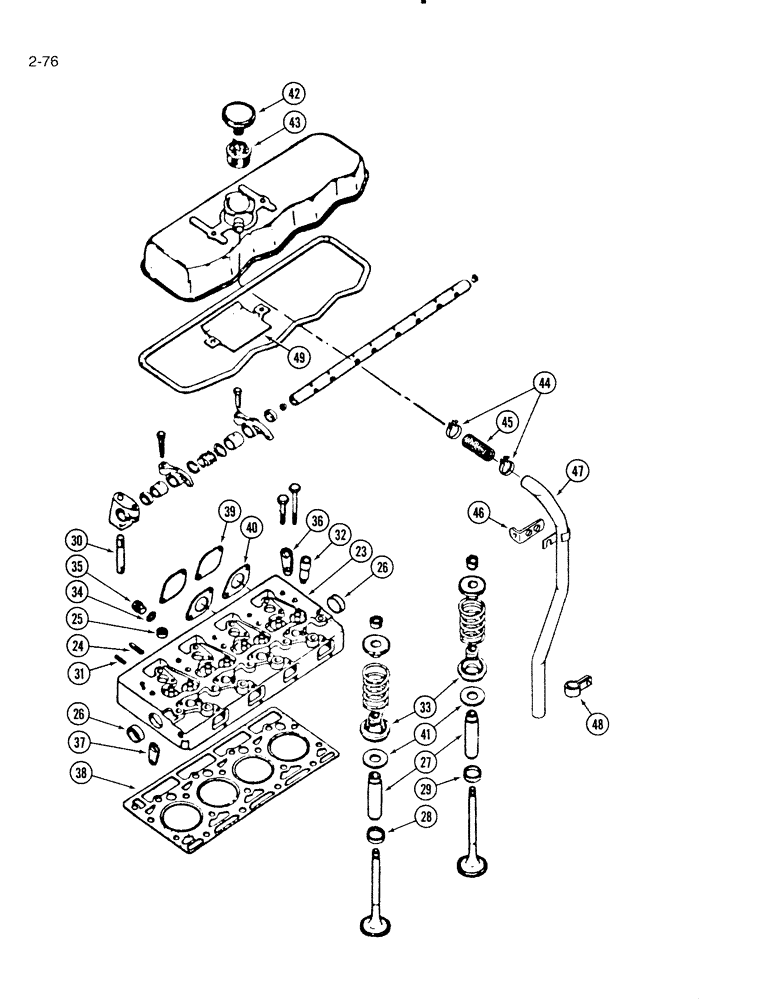 Схема запчастей Case IH 5000 - (2-76) - CYLINDER HEAD, D-239 DIESEL ENGINE (02) - ENGINE