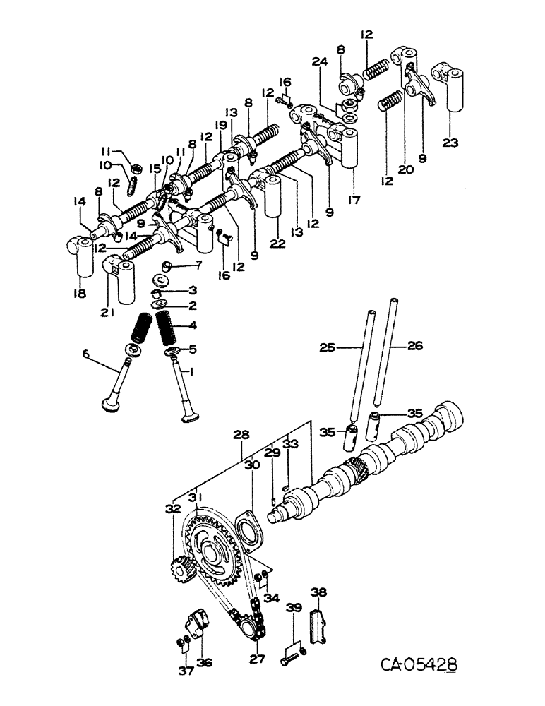 Схема запчастей Case IH 284 - (12-10) - POWER, GASOLINE ENGINE, MAZDA, CAMSHAFT AND VALVES Power