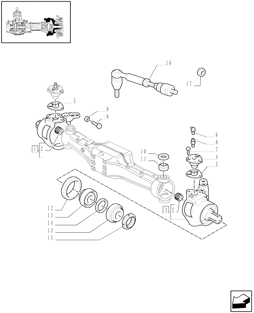 Схема запчастей Case IH JX1060C - (1.40.3/02) - (VAR.325-692) FRONT AXLE W/LIMITED SLIP DIFF, L/FRONT BRAKES (30 KM/H) - STEERING KNUCKLE (04) - FRONT AXLE & STEERING