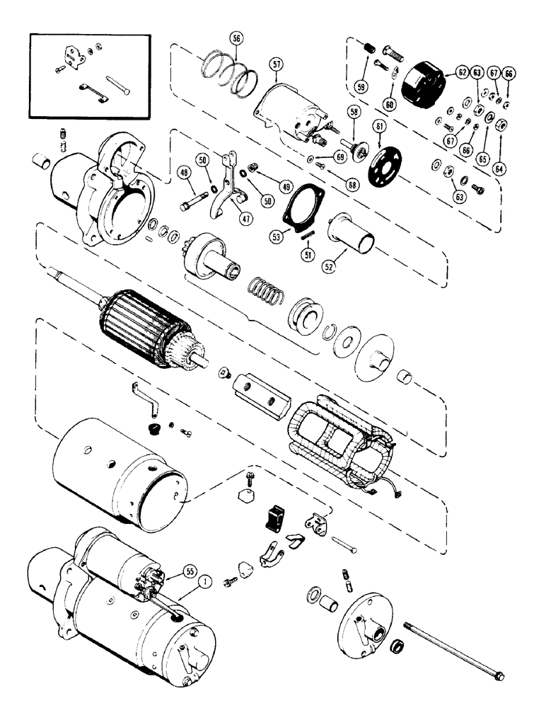 Схема запчастей Case IH 1255 - (056) - A36582 STARTING MOTOR, (CONTD), 188 DIESEL ENGINE (55) - ELECTRICAL SYSTEMS