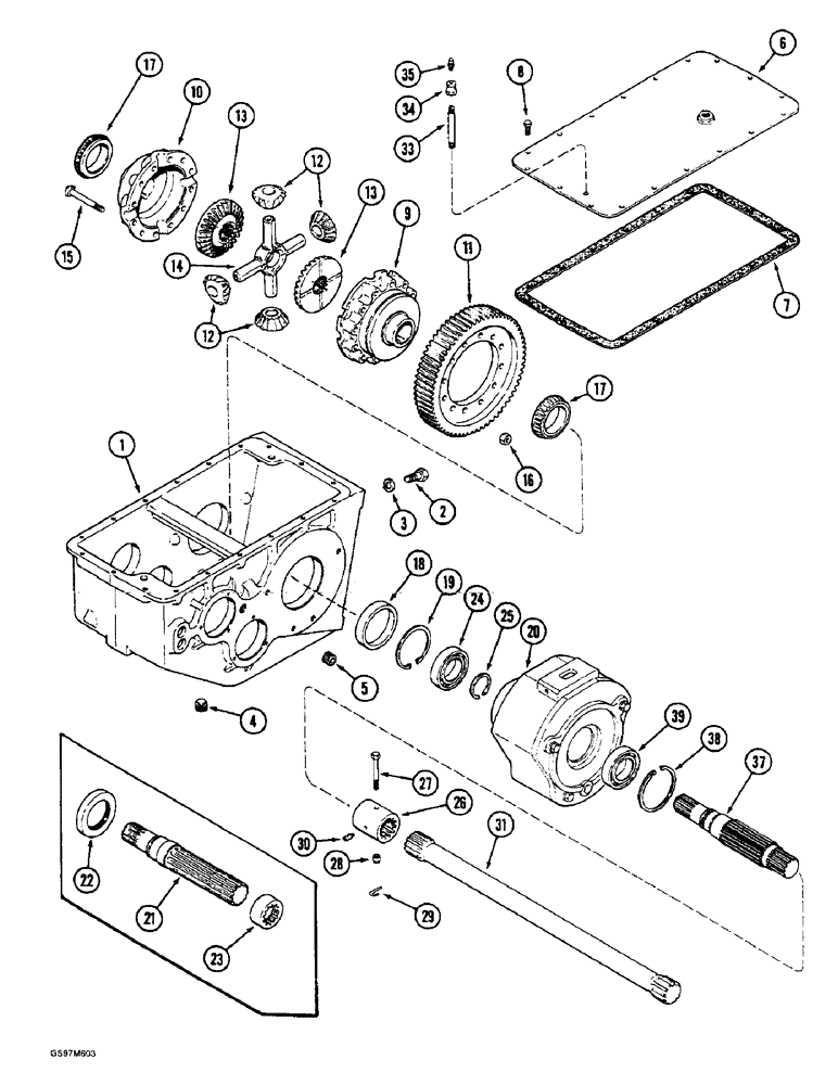 Схема запчастей Case IH 1660 - (6-64) - TRANSMISSION, DIFFERENTIAL SHAFT (03) - POWER TRAIN