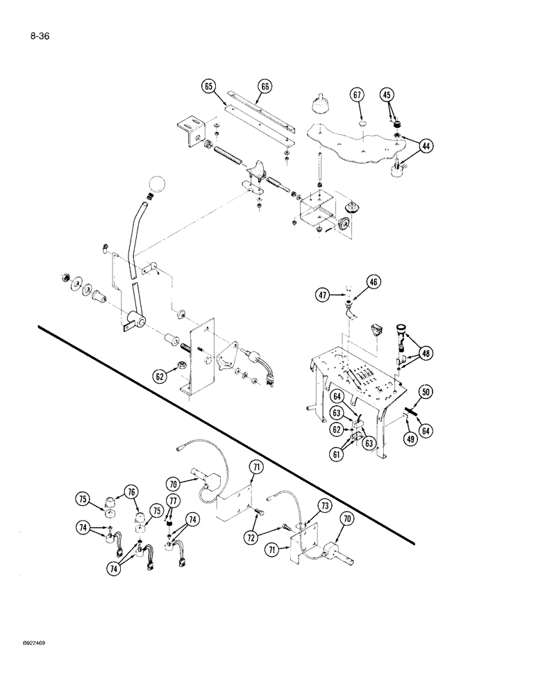 Схема запчастей Case IH 9230 - (8-036) - 3-POINT HITCH CONTROLS, ELECTRONIC CONTROLLED, CNTRL LEVER MOUNTED TO LEVER BRACKET, REF. 3 (CONTD) (08) - HYDRAULICS