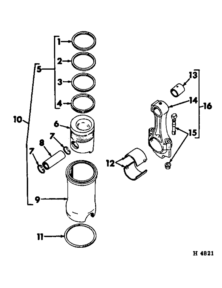 Схема запчастей Case IH 375 - (D-08) - D206 DIESEL ENGINE, CONNECTING RODS AND PISTONS, PRIOR TO ENGINE SERIAL NUMBER DF2D020070 (01) - ENGINE