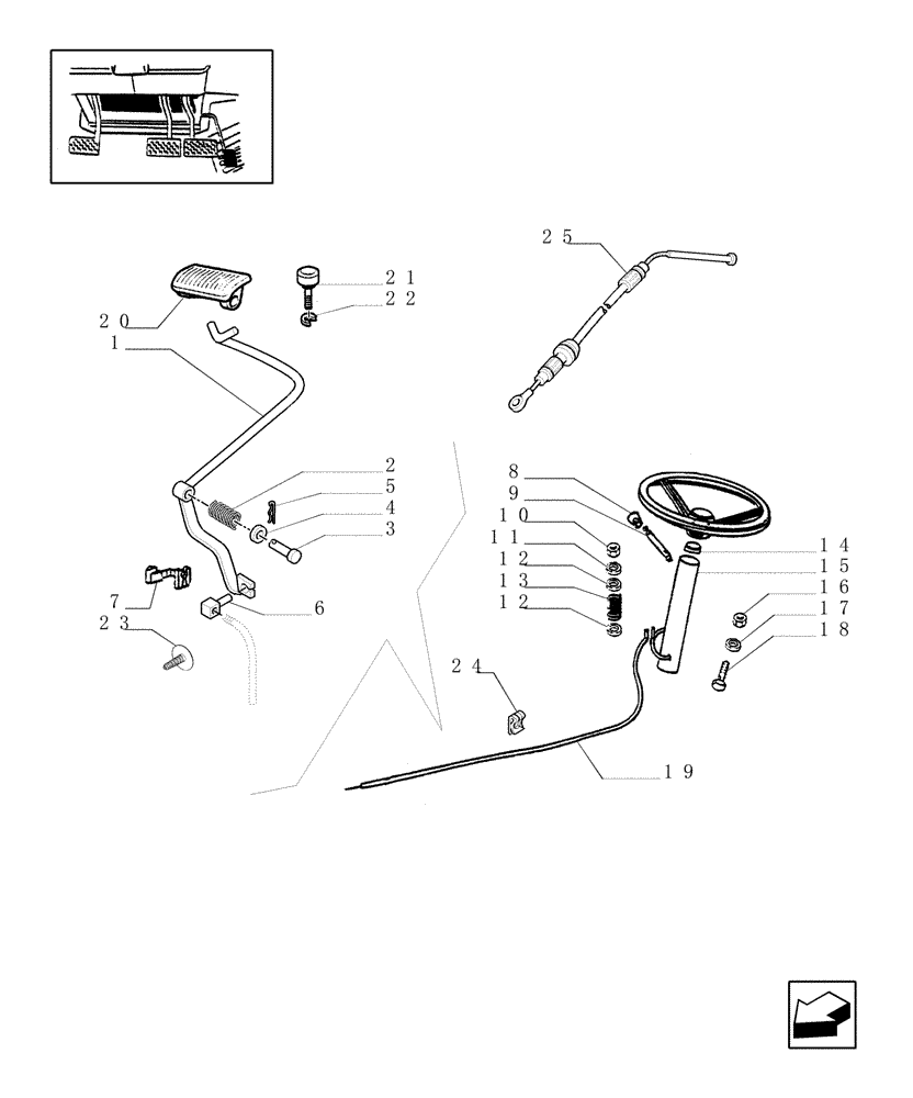 Схема запчастей Case IH JX80 - (1.10.0[01]) - ACCELERATOR CONTROL - PEDAL, LEVER AND BRACKET (02) - ENGINE EQUIPMENT