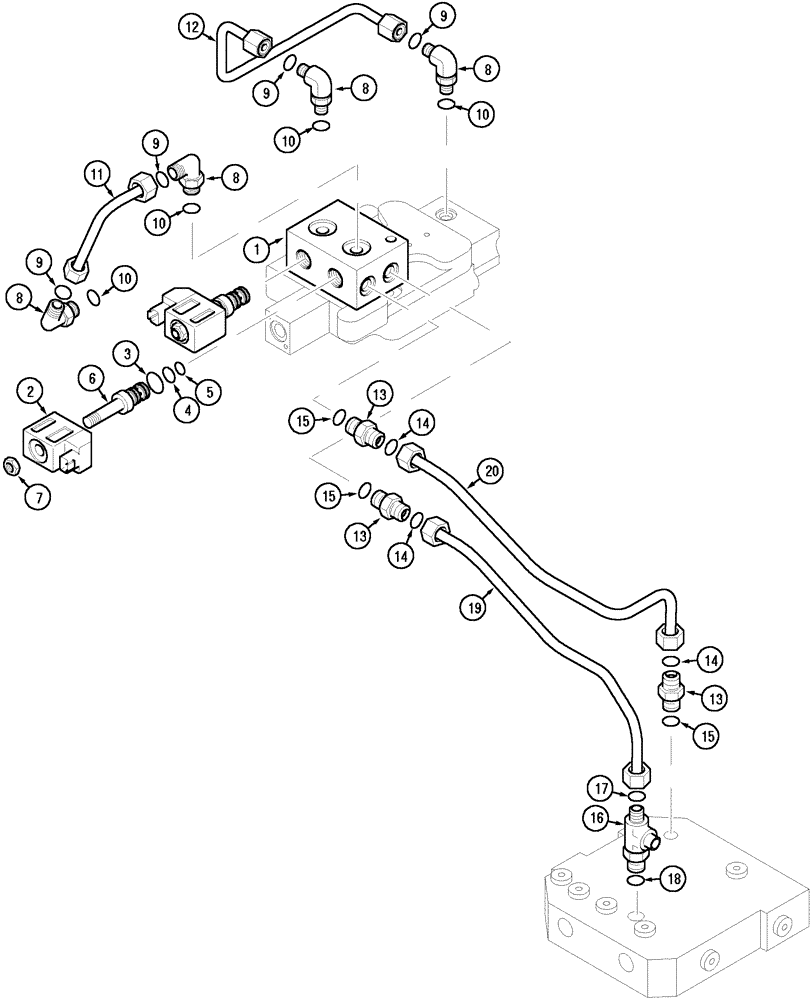 Схема запчастей Case IH MX90C - (08-16) - HYDRAULIC PIPING, 4TH BANK (08) - HYDRAULICS