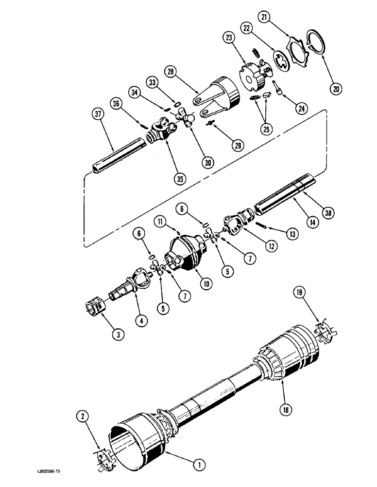 Схема запчастей Case IH 5420 - (9-46) - TELESCOPING DRIVE LINE, WITH OVERRUNNING CLUTCH (09) - CHASSIS