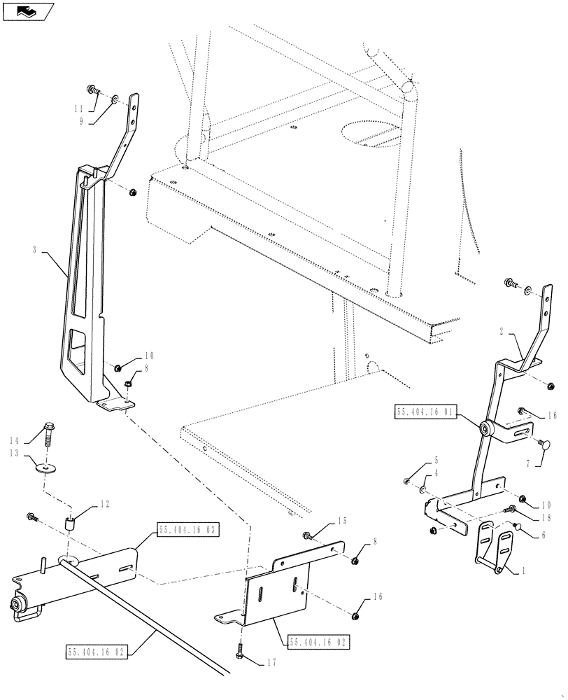 Схема запчастей Case IH 7230 - (55.404.16) - TRIM SUPPORT ASSY R.H (55) - ELECTRICAL SYSTEMS