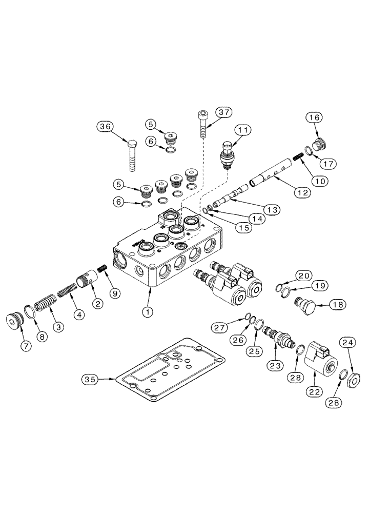 Схема запчастей Case IH MX200 - (06-22) - VALVE ASSY TRANSMISSION CONTROL, N.A. ONLY (06) - POWER TRAIN