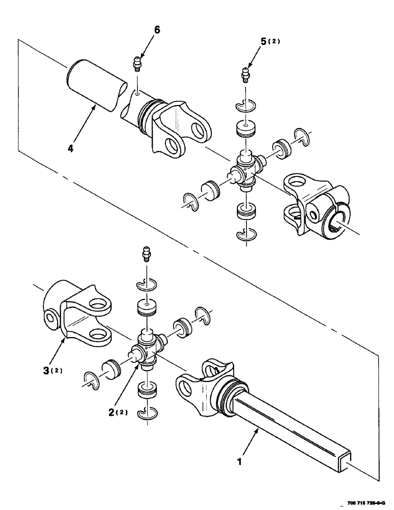 Схема запчастей Case IH SC414 - (2-42) - U-JOINT ASSEMBLY (LOWER - 14 FOOT), (700715726 U-JOINT ASSEMBLY COMPLETE) (09) - CHASSIS